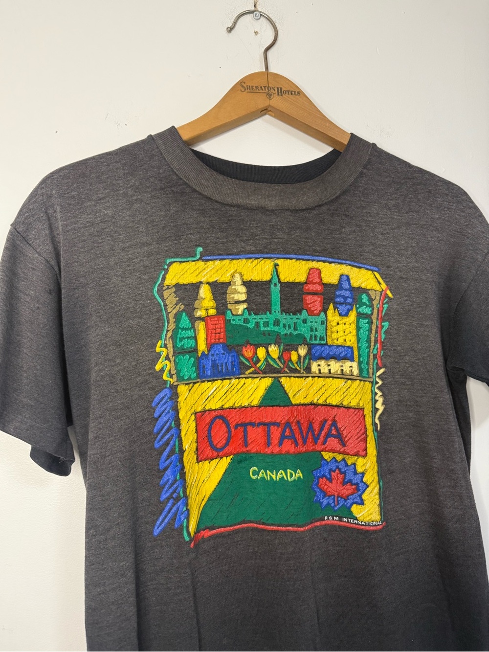 Faded Ottawa Canada Graphic Tee - Vintage Dark Gray Medium